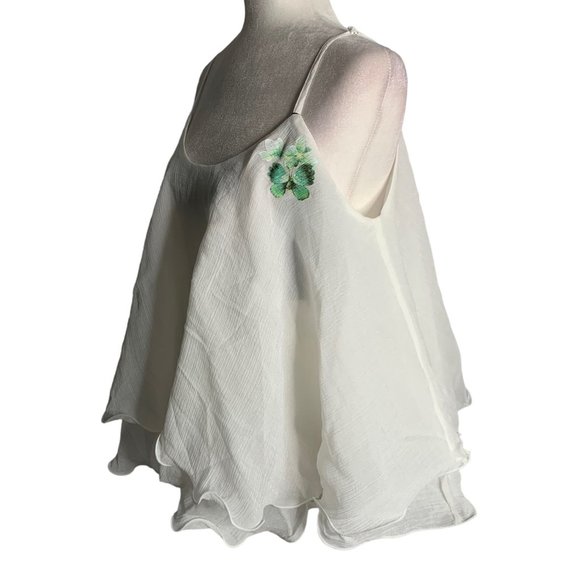 Sheer Flowy Butterfly Tank Top M White Adjustable Straps Romantic Layers NEW - Picture 3 of 7